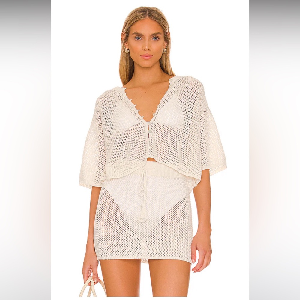 L*Space Women's Cream Crochet Swim Cover-Up Top